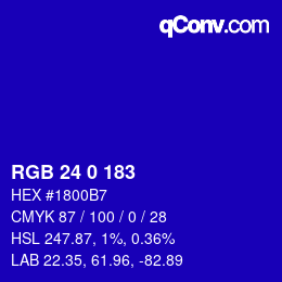 Color code: RGB 24 0 183 | qconv.com