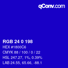 Color code: RGB 24 0 198 | qconv.com