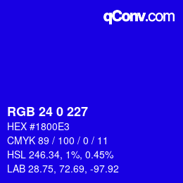 Color code: RGB 24 0 227 | qconv.com