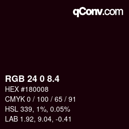 カラーコード: RGB 24 0 8.4 | qconv.com