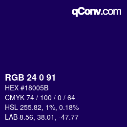 Color code: RGB 24 0 91 | qconv.com