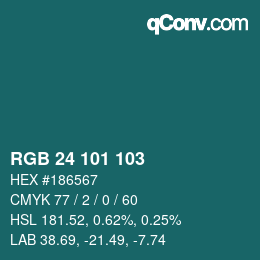 Color code: RGB 24 101 103 | qconv.com