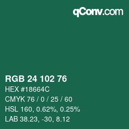 Color code: RGB 24 102 76 | qconv.com