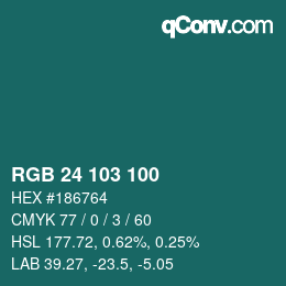 カラーコード: RGB 24 103 100 | qconv.com