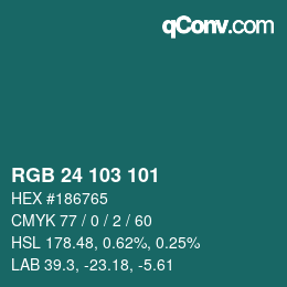 Color code: RGB 24 103 101 | qconv.com