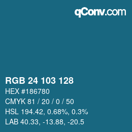 カラーコード: RGB 24 103 128 | qconv.com