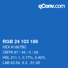Code couleur: RGB 24 103 188 | qconv.com