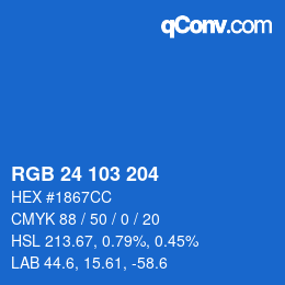 カラーコード: RGB 24 103 204 | qconv.com