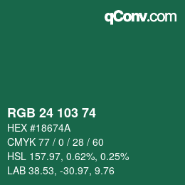 カラーコード: RGB 24 103 74 | qconv.com