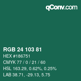 カラーコード: RGB 24 103 81 | qconv.com