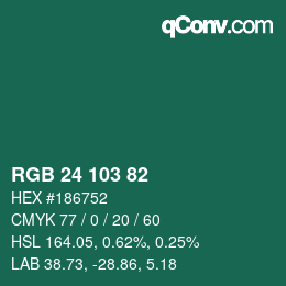 Color code: RGB 24 103 82 | qconv.com