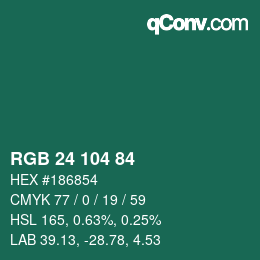 颜色代码: RGB 24 104 84 | qconv.com