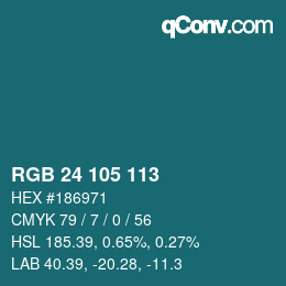 Color code: RGB 24 105 113 | qconv.com