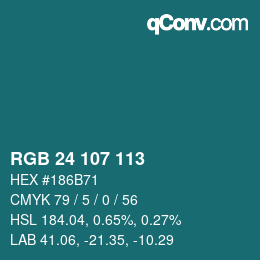 Color code: RGB 24 107 113 | qconv.com