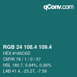 カラーコード: RGB 24 108.4 109.4 | qconv.com