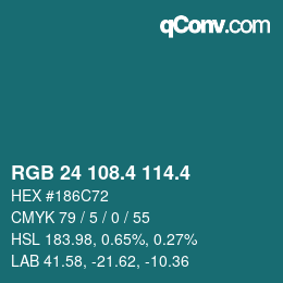 カラーコード: RGB 24 108.4 114.4 | qconv.com