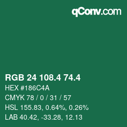 カラーコード: RGB 24 108.4 74.4 | qconv.com