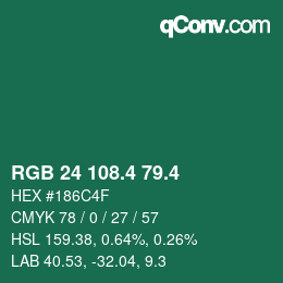 カラーコード: RGB 24 108.4 79.4 | qconv.com