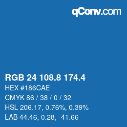 カラーコード: RGB 24 108.8 174.4 | qconv.com