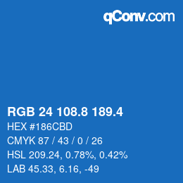カラーコード: RGB 24 108.8 189.4 | qconv.com