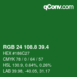 カラーコード: RGB 24 108.8 39.4 | qconv.com