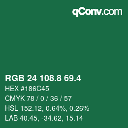 カラーコード: RGB 24 108.8 69.4 | qconv.com