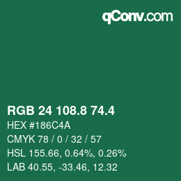 カラーコード: RGB 24 108.8 74.4 | qconv.com