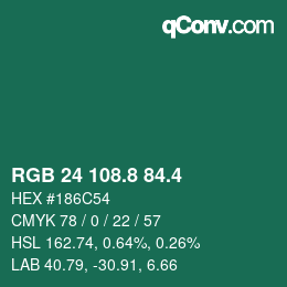 カラーコード: RGB 24 108.8 84.4 | qconv.com