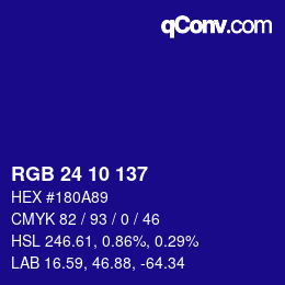 Color code: RGB 24 10 137 | qconv.com