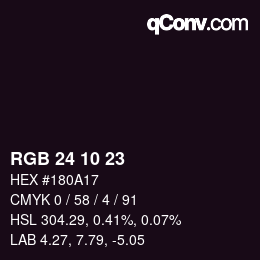 カラーコード: RGB 24 10 23 | qconv.com