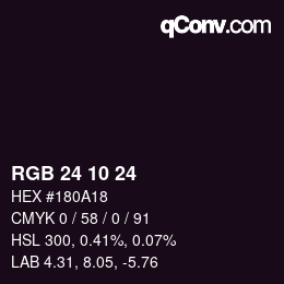 カラーコード: RGB 24 10 24 | qconv.com