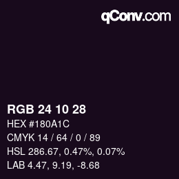 Color code: RGB 24 10 28 | qconv.com