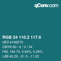 カラーコード: RGB 24 110.2 117.6 | qconv.com