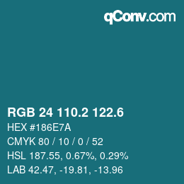 カラーコード: RGB 24 110.2 122.6 | qconv.com