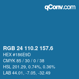カラーコード: RGB 24 110.2 157.6 | qconv.com