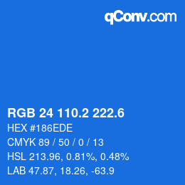 カラーコード: RGB 24 110.2 222.6 | qconv.com