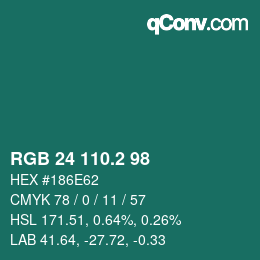 カラーコード: RGB 24 110.2 98 | qconv.com