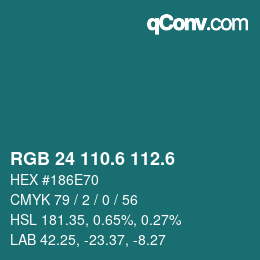 カラーコード: RGB 24 110.6 112.6 | qconv.com