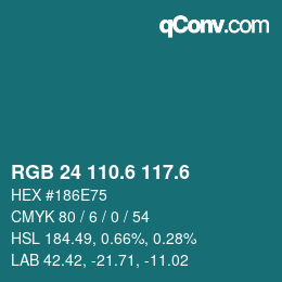 カラーコード: RGB 24 110.6 117.6 | qconv.com