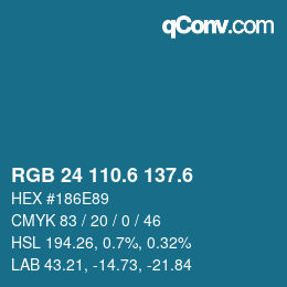 カラーコード: RGB 24 110.6 137.6 | qconv.com