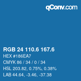 カラーコード: RGB 24 110.6 167.6 | qconv.com