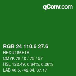 カラーコード: RGB 24 110.6 27.6 | qconv.com