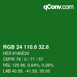 カラーコード: RGB 24 110.6 32.6 | qconv.com