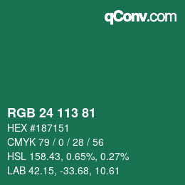Color code: RGB 24 113 81 | qconv.com