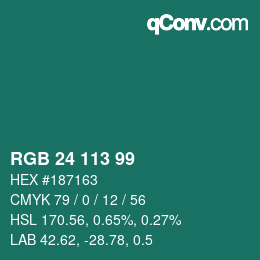 Color code: RGB 24 113 99 | qconv.com