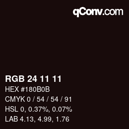 カラーコード: RGB 24 11 11 | qconv.com