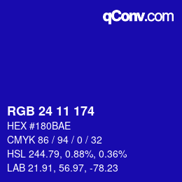 Color code: RGB 24 11 174 | qconv.com