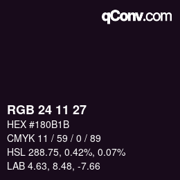 Color code: RGB 24 11 27 | qconv.com