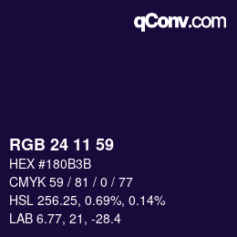 カラーコード: RGB 24 11 59 | qconv.com
