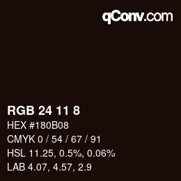 カラーコード: RGB 24 11 8 | qconv.com